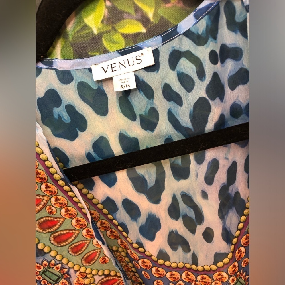 Vibrant Blue Animal Print Kaftan - Picture 11 of 16